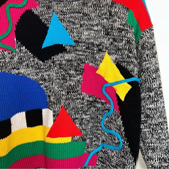 Vintage 80s Exclusive Imports Embroidered Crewneck Sweater Jumper Medium Adults - Picture 4 of 9